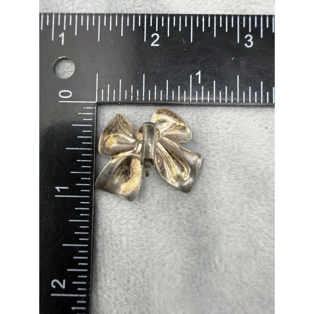 Vintage Silver Tone Bow Brooch Clip On Earrings Set‎